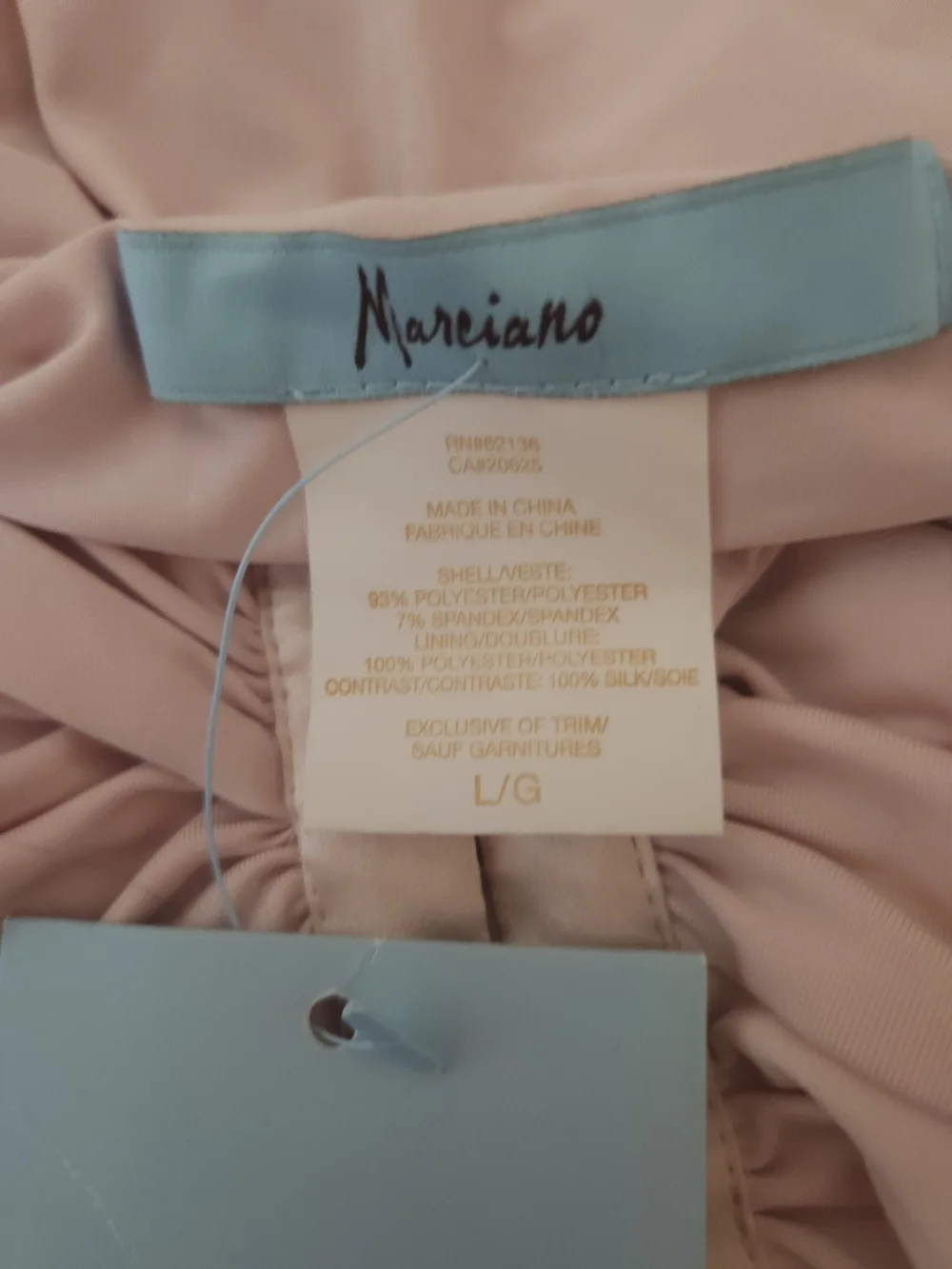 NWT. Marciano Pale Pink Ruched Neck Sleeveless Dress. Size L. - Picture 7 of 7